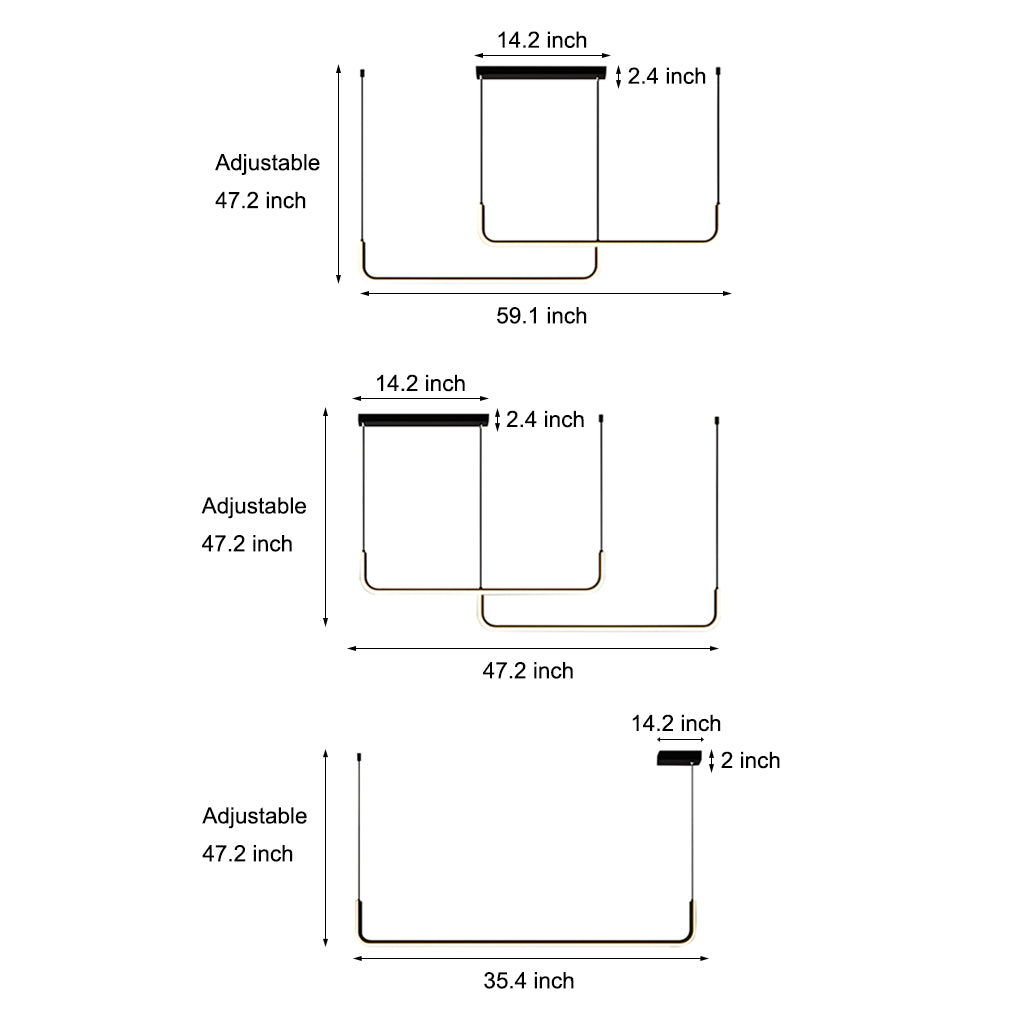 Minimalist Strip 3-Step Dimming LED Black Nordic Pendant
