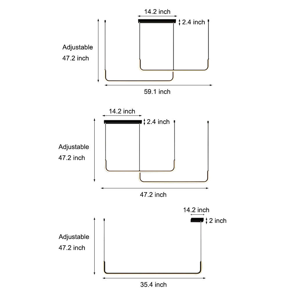 Minimalist Strip 3-Step Dimming LED Black Nordic Pendant