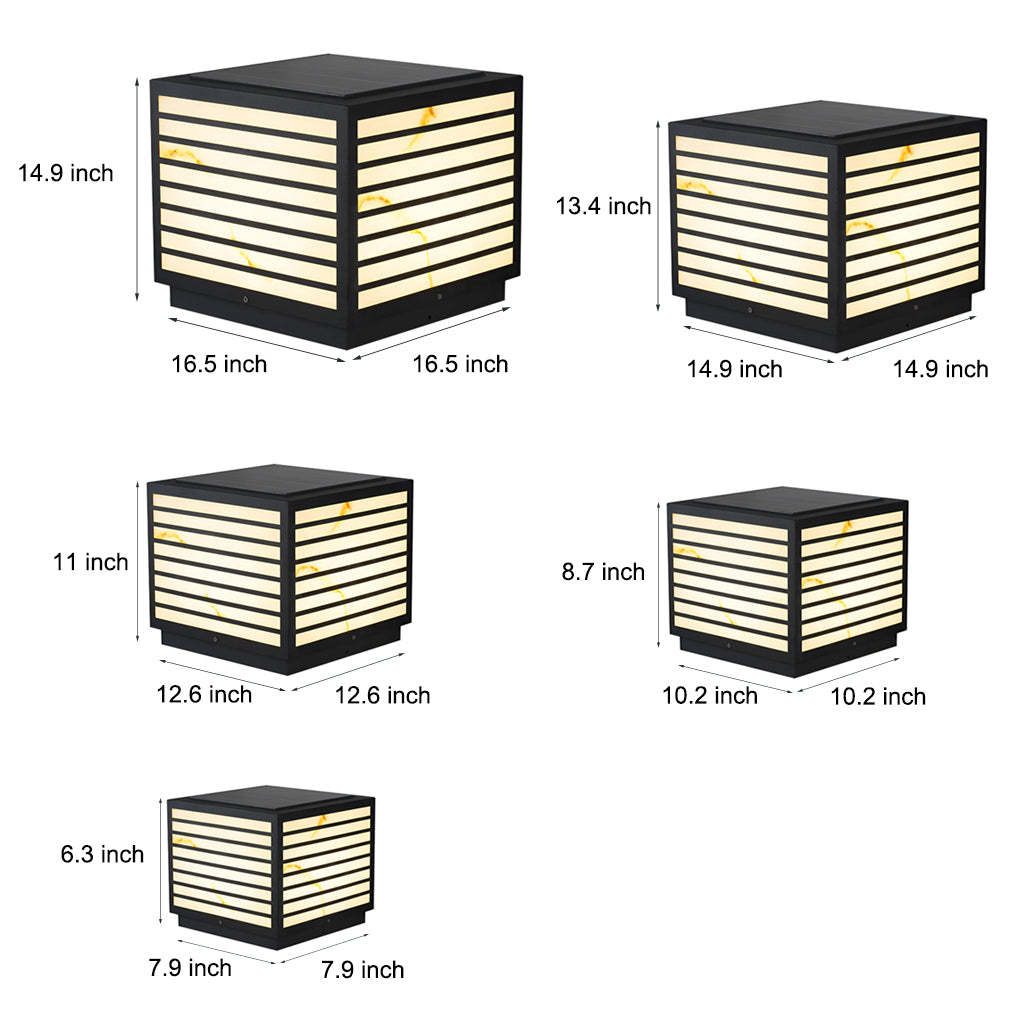 Square IP65 LED Solar Modern Outdoor Deck Pillar Light — Solar / Set of 4