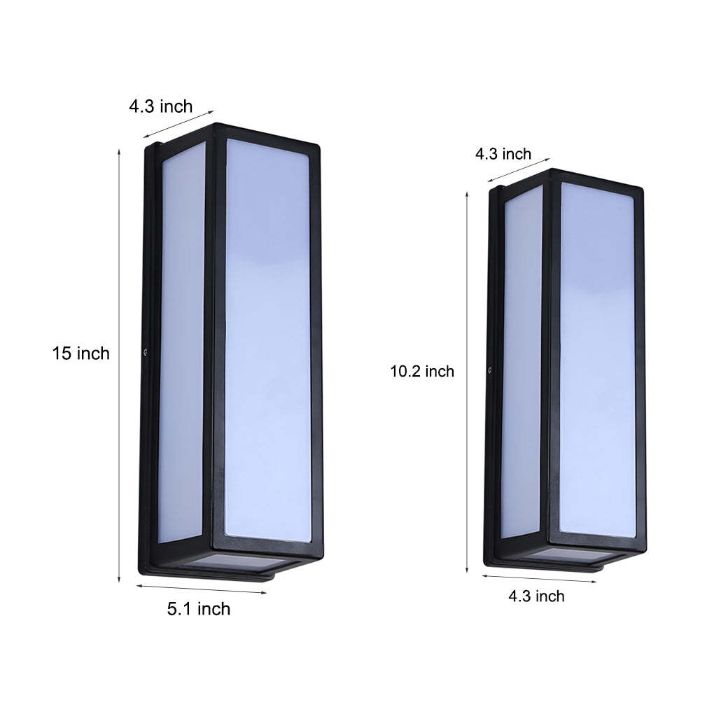 Rectangle LED Waterproof Motion Sensor Black Modern Wall Sconce Lighting-Lighom