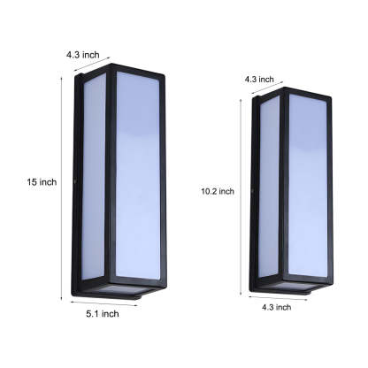Rectangle LED Waterproof Motion Sensor Black Modern Wall Sconce Lighting-Lighom