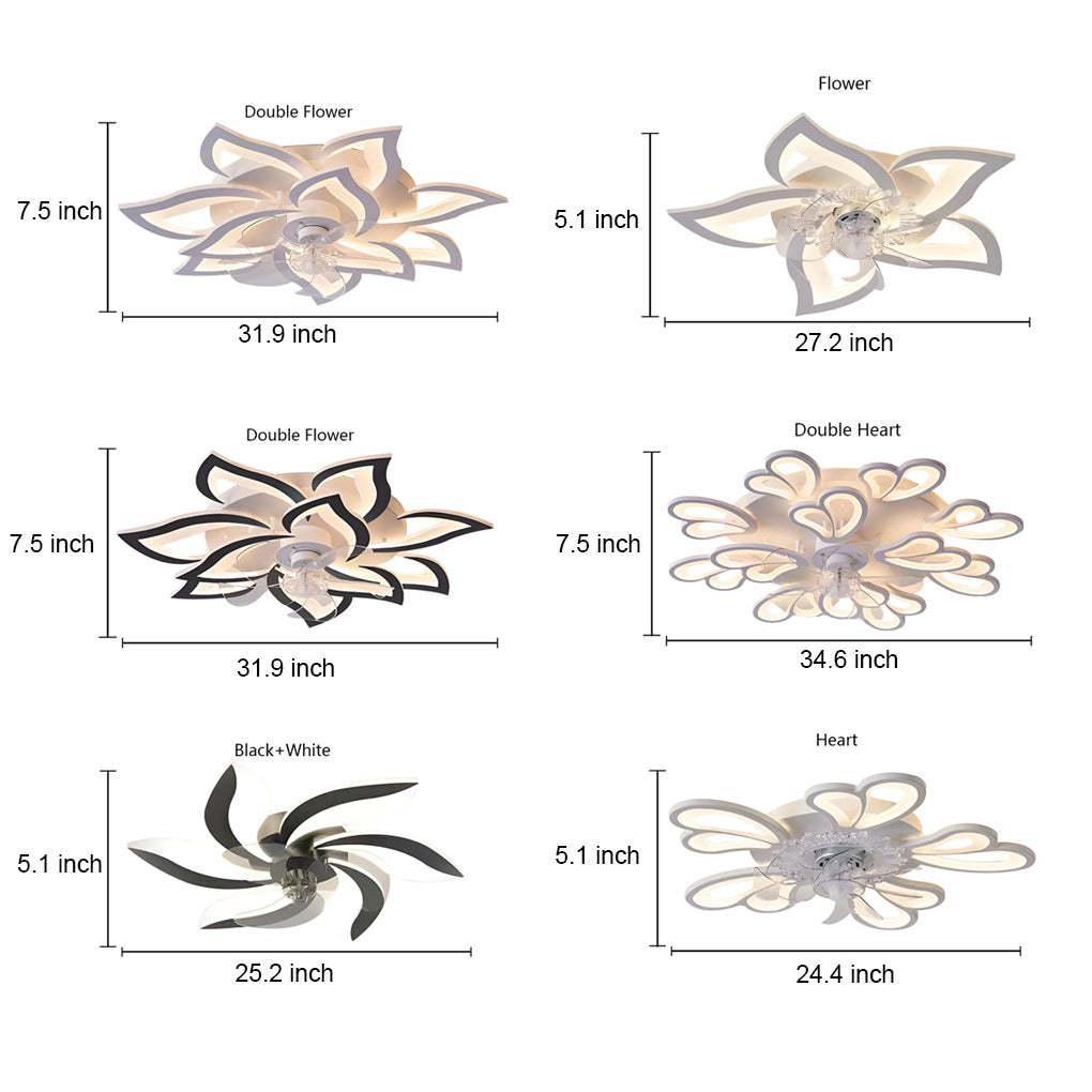 Black synthetic metal acrylic 3-step flower ceiling fans - modern