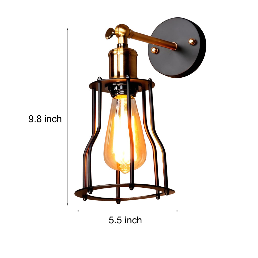 Adjustable Retro Iron E27 Waterproof Plug-In Wall Sconce