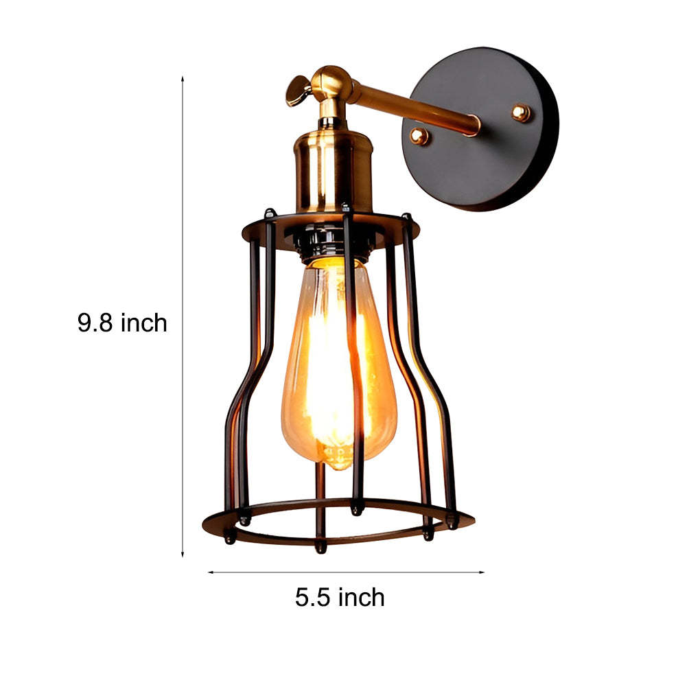 Adjustable Retro Iron E27 Waterproof Plug-In Wall Sconce