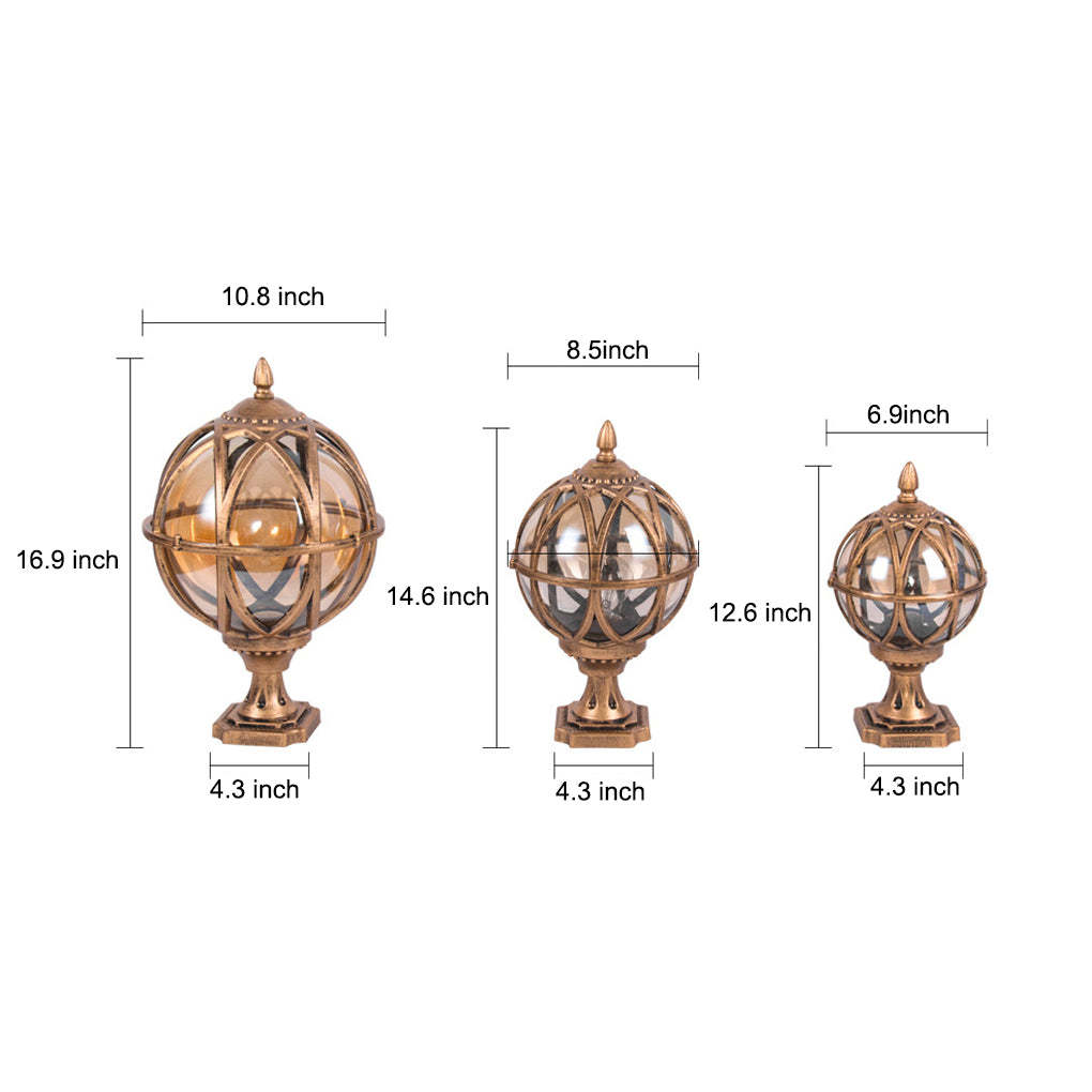 Round Glass E27 Waterproof European Style Outdoor Post Caps Lights-Lighom