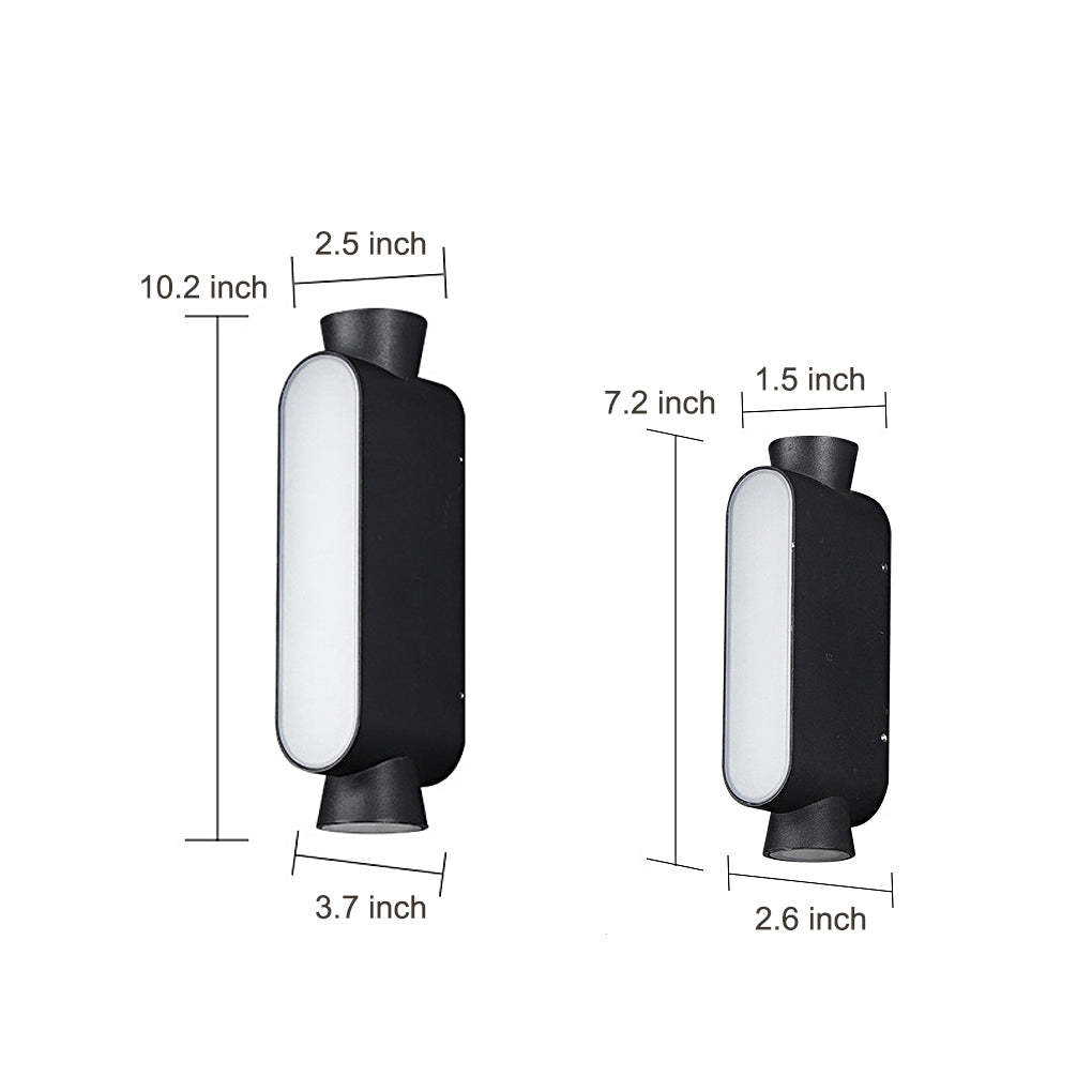 Waterproof LED Up and Down Lights Black Modern Outdoor Wall Sconce Lighting-Lighom