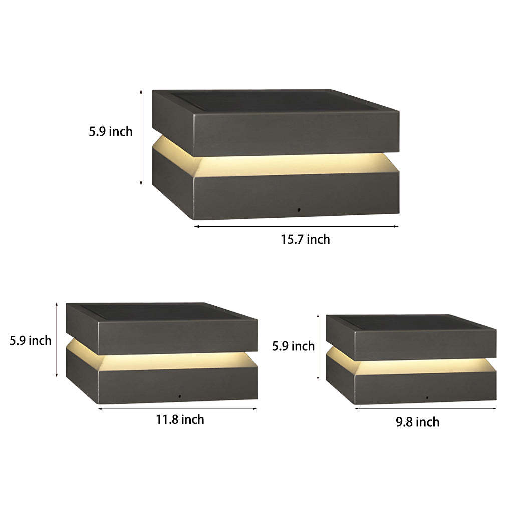 Square 16W LED Black Modern Solar Post Cap Light
