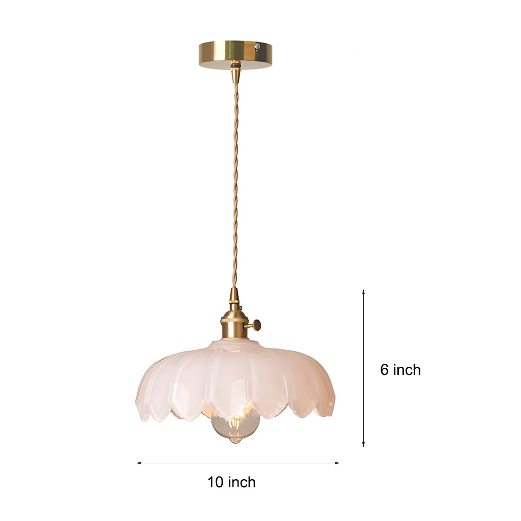 Retro Flower Glass Brass Nordic Kitchen Pendant