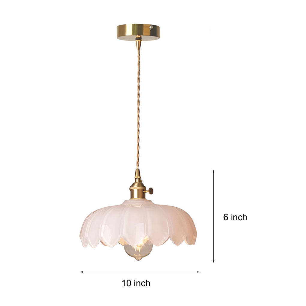 Retro Flower Glass Brass Nordic Kitchen Pendant