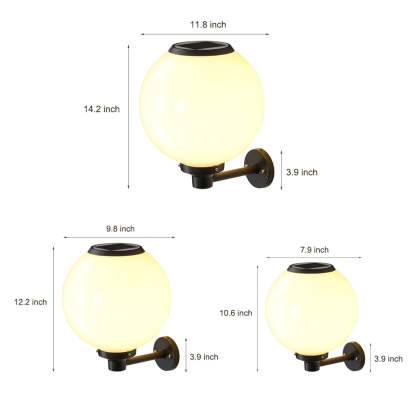 Round 3-Step Dimming LED Modern Solar Outdoor Wall Lamp — 1 Pc