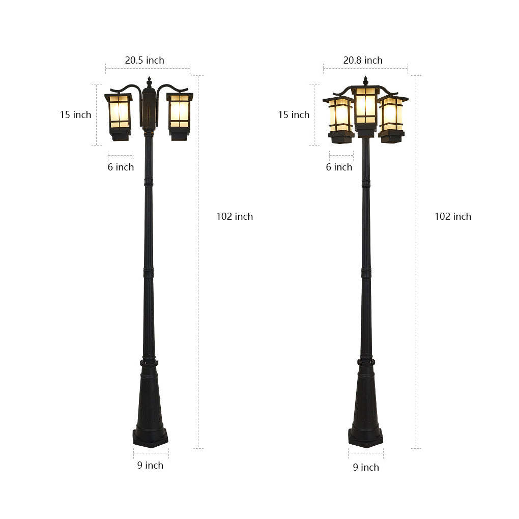 3 Lights Waterproof Black Modern Outdoor Post Lights Public Lighting-Lighom