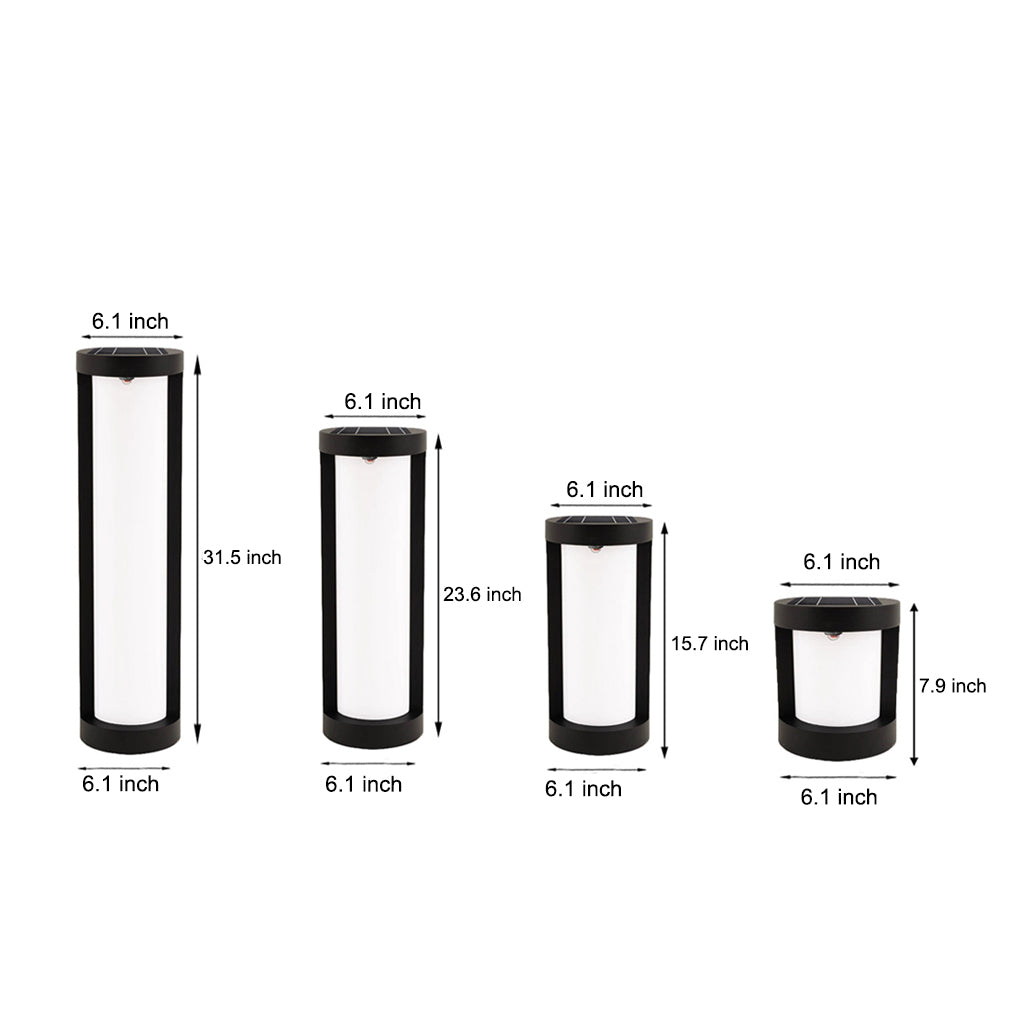 Black Cylindrical LED Pathway Lights Solar and Wired Outdoor Lighting Solutions-Lighom