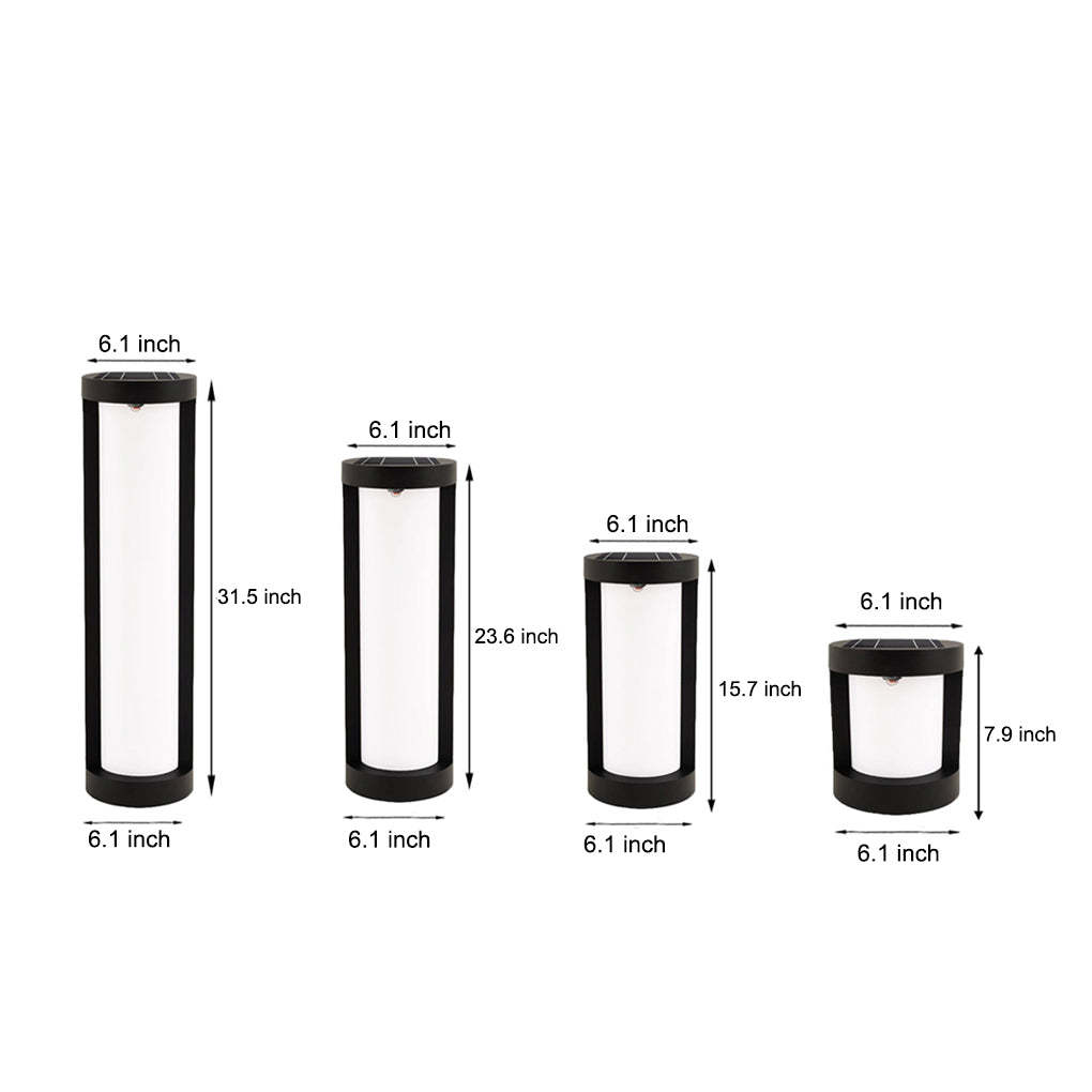 Black Cylindrical LED Pathway Lights Solar and Wired Outdoor Lighting Solutions-Lighom