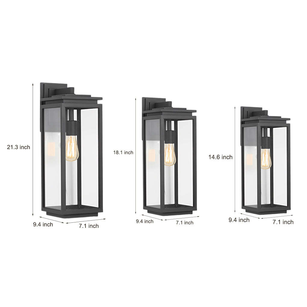 Waterproof Rectangular Glass Black Industrial Outdoor Wall Lamp Exterior Lights-Lighom