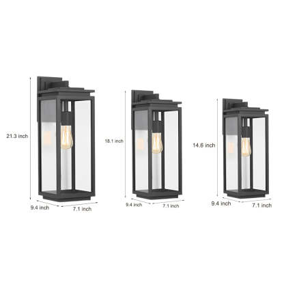 Waterproof Rectangular Glass Black Industrial Outdoor Wall Lamp Exterior Lights-Lighom