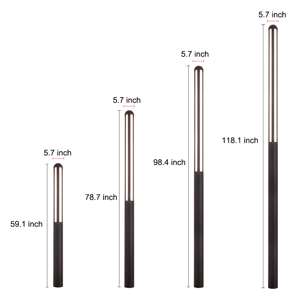 Minimalist Waterproof LED Black Modern Residential Outdoor Pole Lights Yard Lighting-Lighom