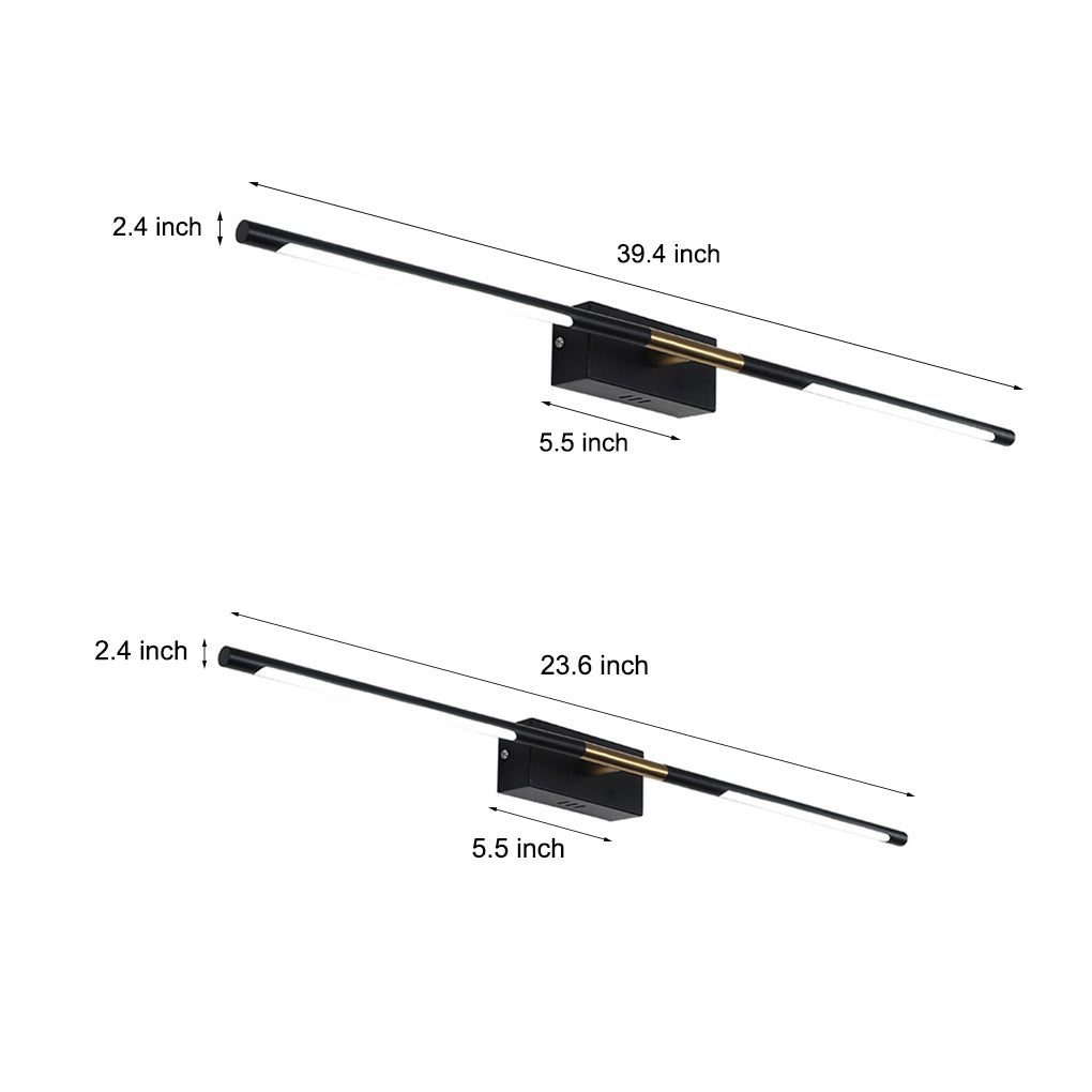 23.6''/39.4'' Black and Gold Linear LED Bathroom Vanity Light Bar-Lighom
