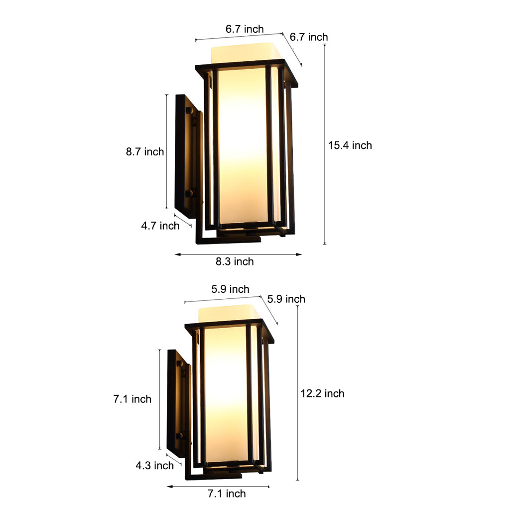 Square Waterproof LED Black Retro Outdoor Wall Lamp Exterior Lights-Lighom