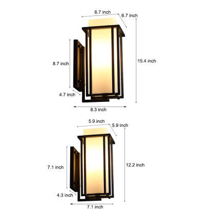Square Waterproof LED Black Retro Outdoor Wall Lamp Exterior Lights-Lighom