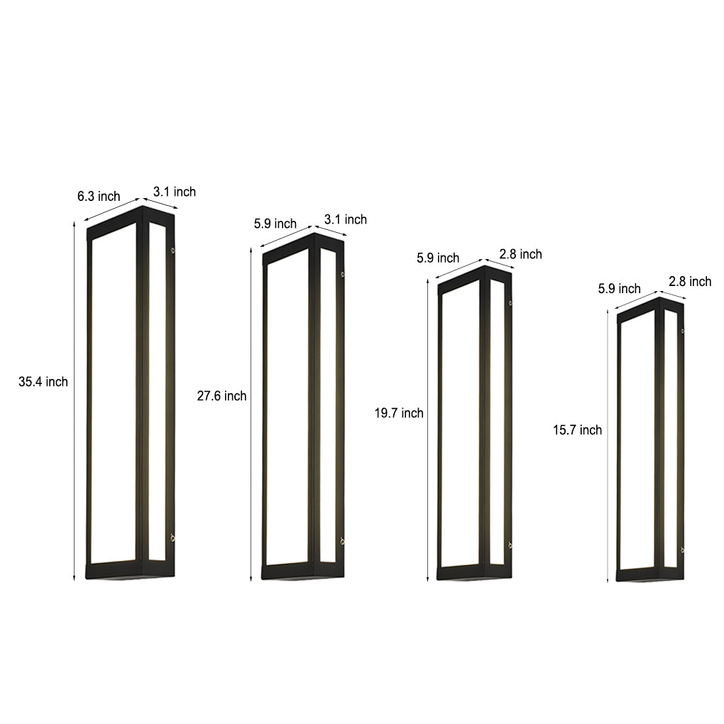 Rectangular LED Waterproof Black Modern Outdoor Exterior Light Wall Lamp-Lighom