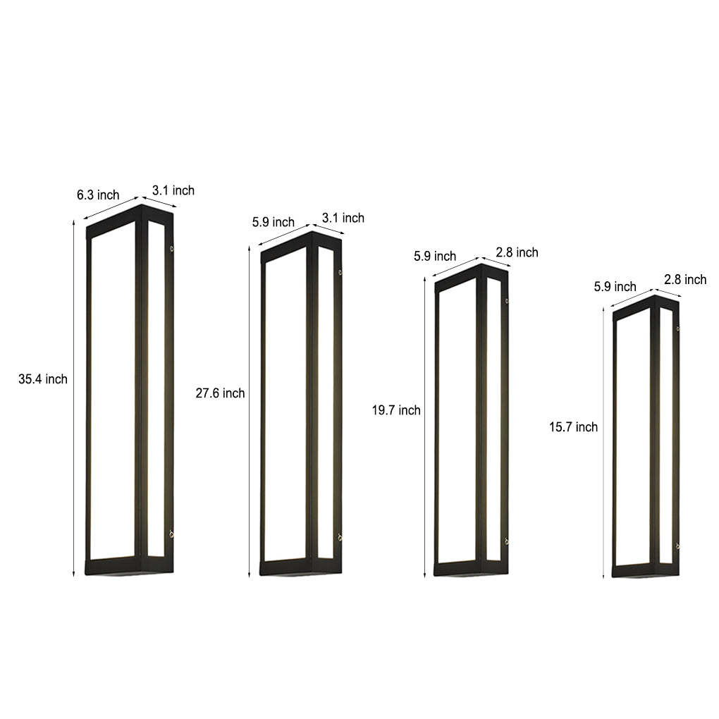 Rectangular LED Waterproof Black Modern Outdoor Exterior Light Wall Lamp-Lighom