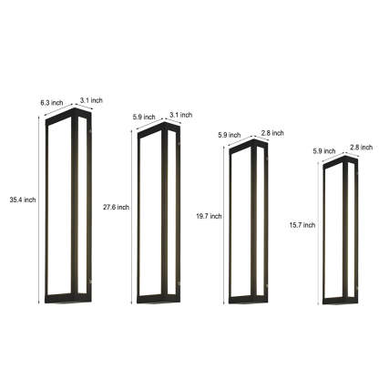 Rectangular LED Waterproof Black Modern Outdoor Exterior Light Wall Lamp-Lighom