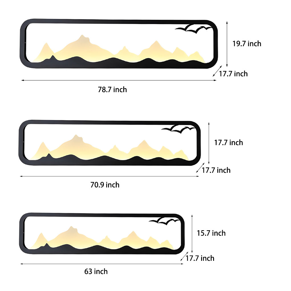 Rectangular Mountain Scenery LED Waterproof Black Outdoor Wall Lamp-Lighom