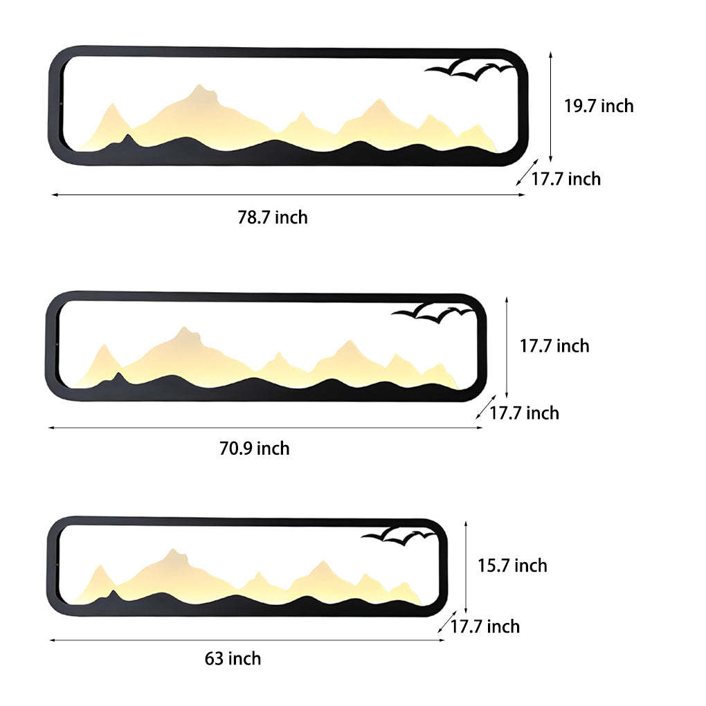Rectangular Mountain Scenery LED Waterproof Black Outdoor Wall Lamp-Lighom