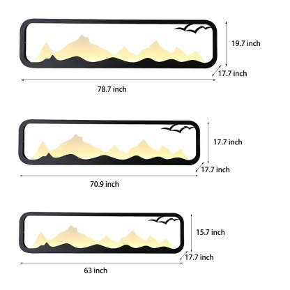 Rectangular Mountain Scenery LED Waterproof Black Outdoor Wall Lamp-Lighom