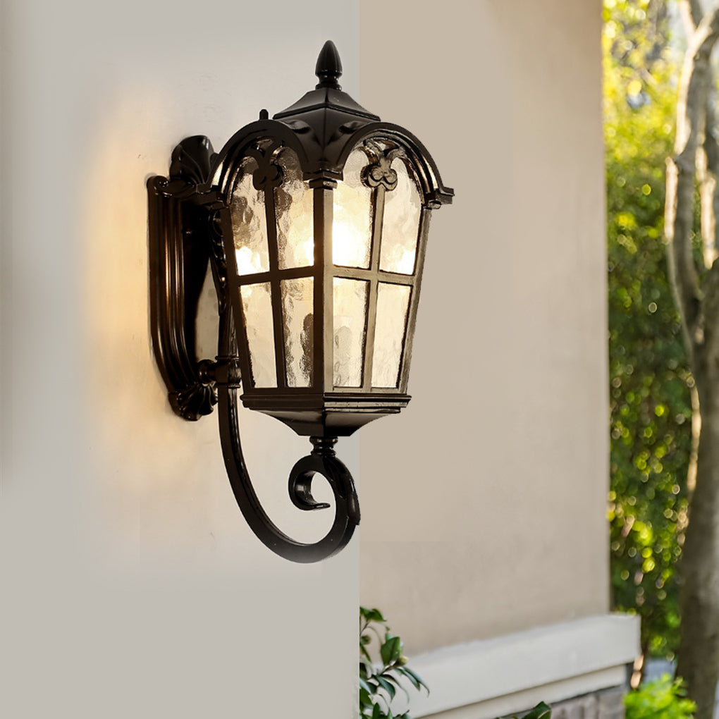 Waterproof Vintage Lantern Black Retro Outdoor Plug-In Wall