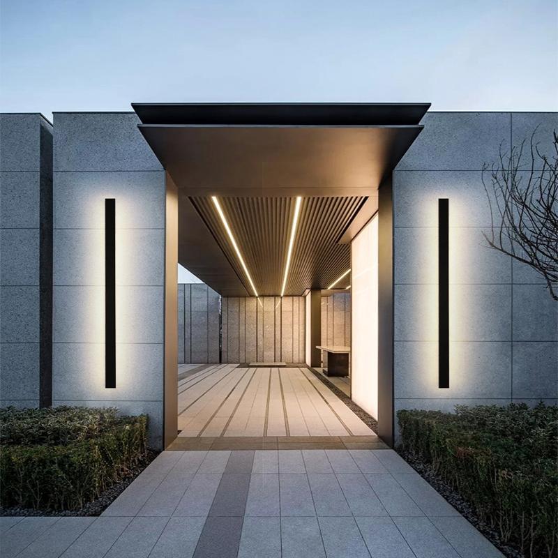 Black Long Strip Sconce Light Wall Lights Outdoor LED Lighting-Lighom