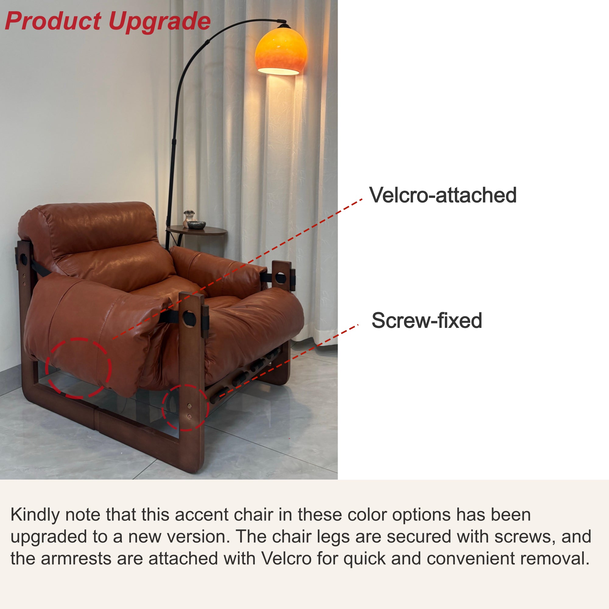 Brown Leather Loose-Back Accent Chair