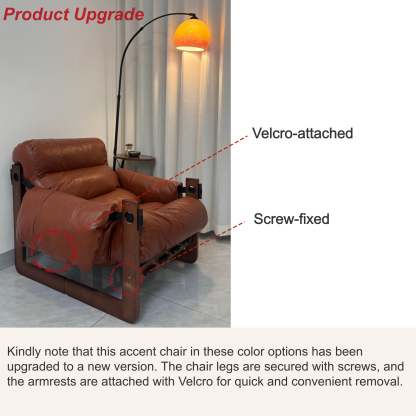 Brown Leather Loose-Back Accent Chair