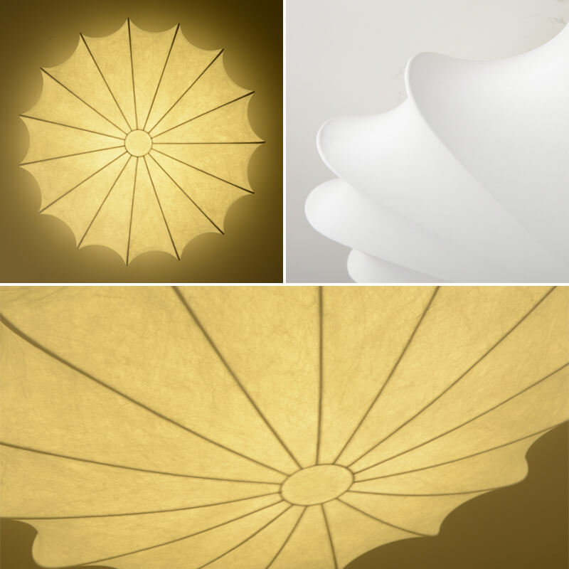 Nordic White Beige Round Faux Silk Flush Ceiling Light