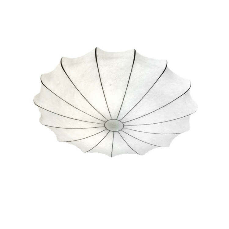 Nordic White Beige Round Faux Silk Flush Ceiling Light