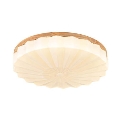Japanese Minimalist Round Wood Acrylic LED Flush Mount Light