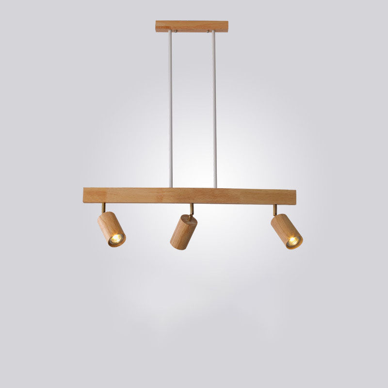 Nordic Solid Wood Spotlight Track Chandelier — 3 / Warm Light (3000K) / 110V-120V For US/CA