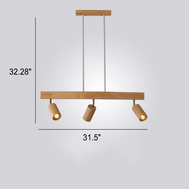 Nordic Solid Wood Spotlight Track Chandelier — 3 / 3 Colors Changeable (Warm/Neutral/White) / 220V-240V For UK/AU