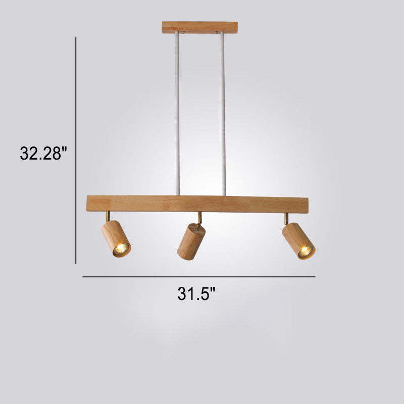 Nordic Solid Wood Spotlight Track Chandelier — 3 / 3 Colors Changeable (Warm/Neutral/White) / 220V-240V For UK/AU
