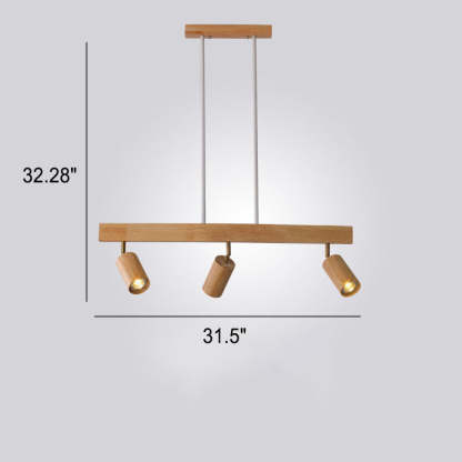 Nordic Solid Wood Spotlight Track Chandelier — 3 / 3 Colors Changeable (Warm/Neutral/White) / 220V-240V For UK/AU