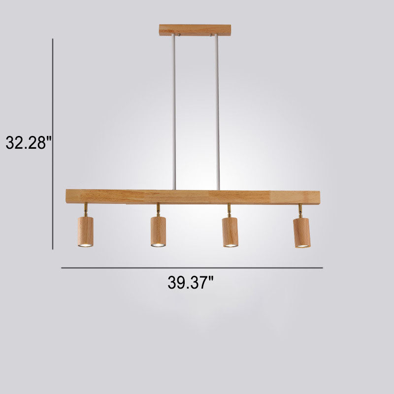 Nordic Solid Wood Spotlight Track Chandelier — 4 / Warm Light (3000K) / 110V-120V For US/CA
