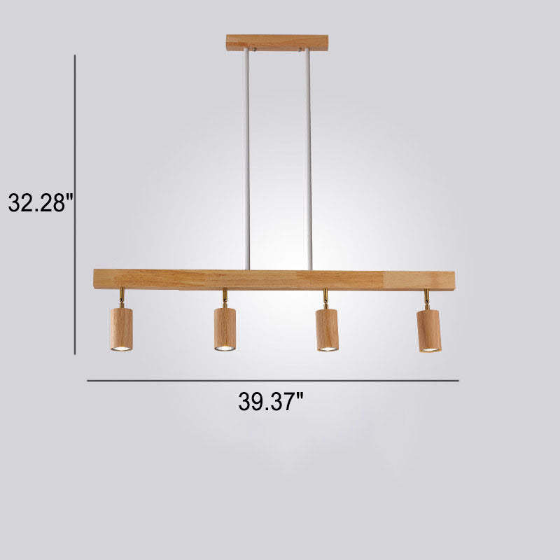 Nordic Solid Wood Spotlight Track Chandelier — 4 / Warm Light (3000K) / 110V-120V For US/CA