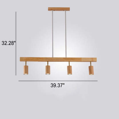 Nordic Solid Wood Spotlight Track Chandelier — 4 / Warm Light (3000K) / 110V-120V For US/CA