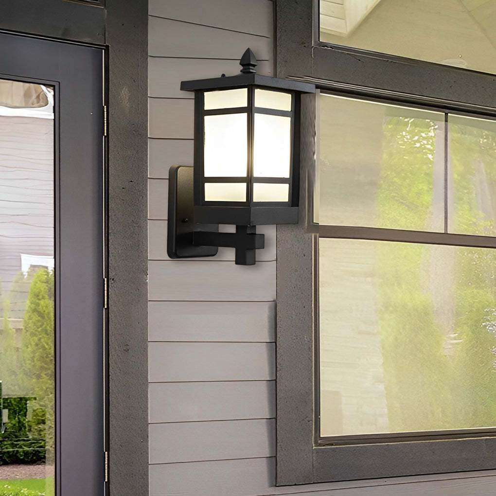 Vintage Waterproof LED Glass Matte Black Retro Wall Lamp Exterior Lights-Lighom