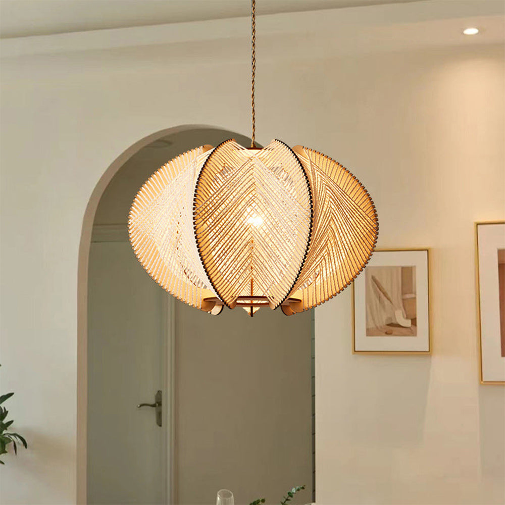 Retro Wooden Pendant Light Irregular Living Room Lamp