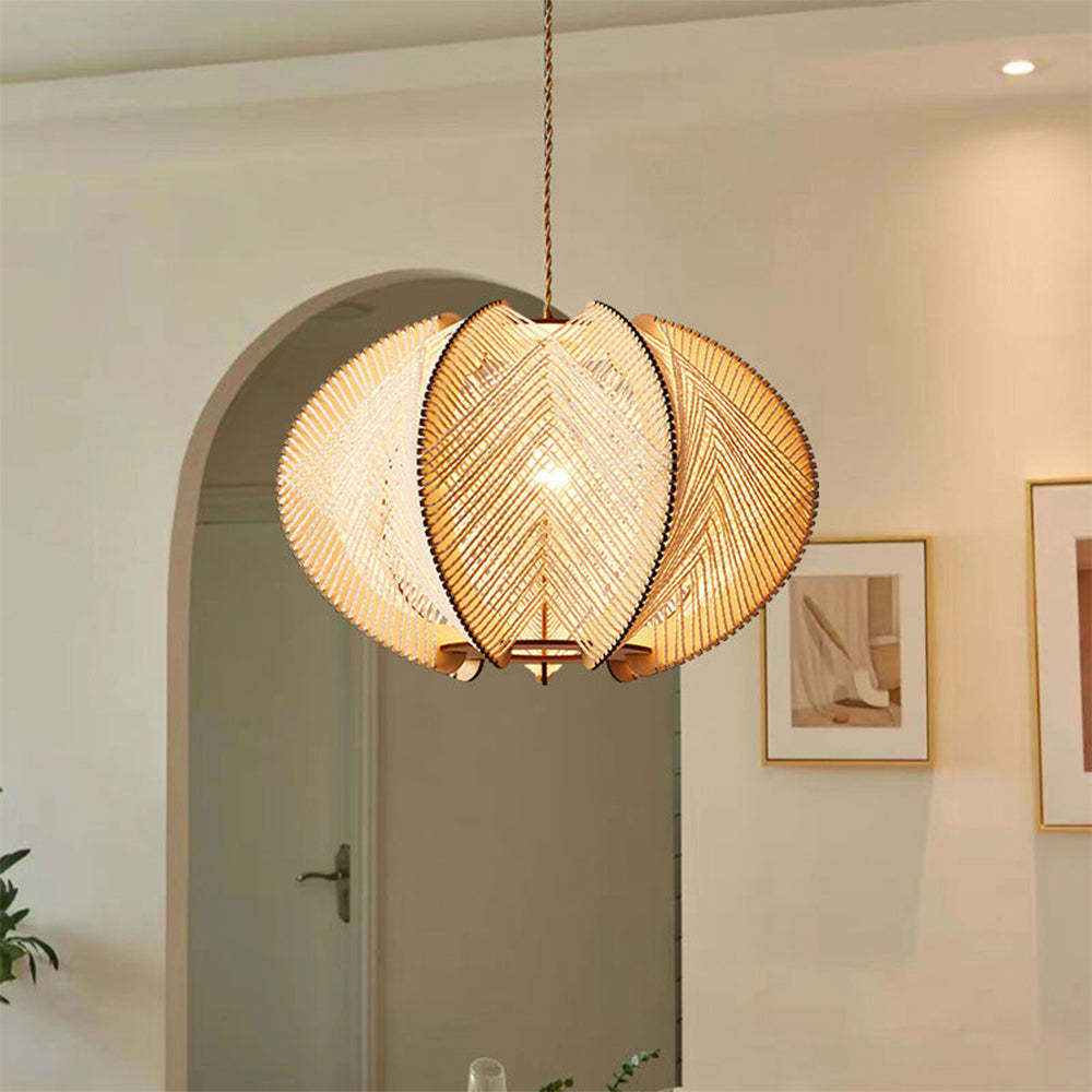 Retro Wooden Pendant Light Irregular Living Room Lamp
