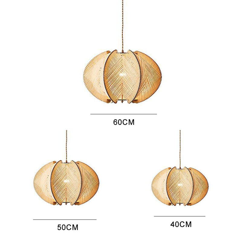 Retro Wooden Pendant Light Irregular Living Room Lamp