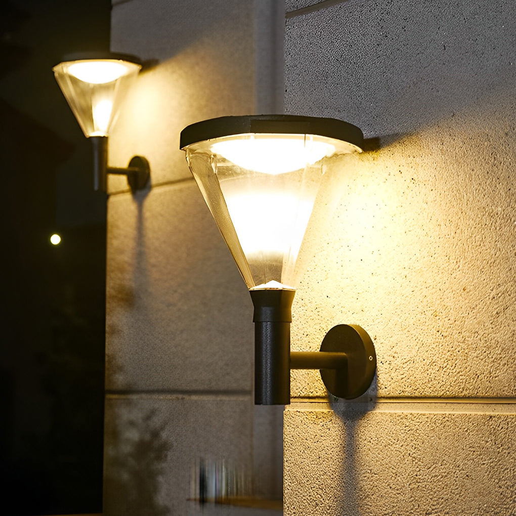 Waterproof Dimmable LED Black Modern Solar Outdoor Wall Lamp