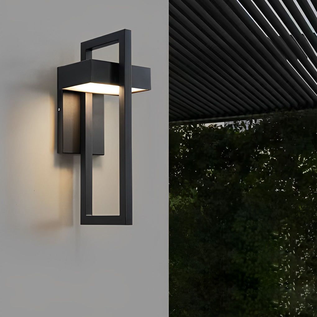 Rectangular Minimalist LED Waterproof Black Modern Outdoor Wall Lamp-Lighom