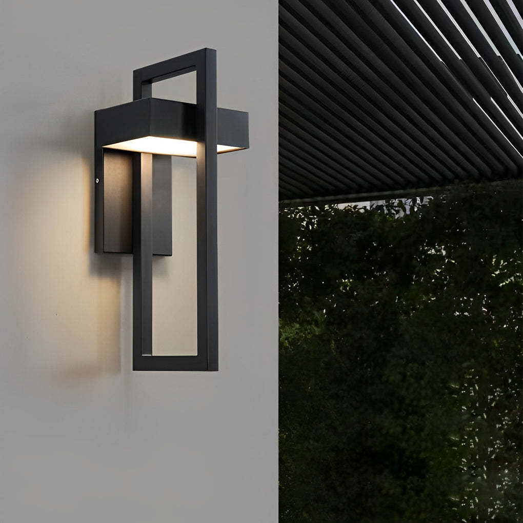 Rectangular Minimalist LED Waterproof Black Modern Outdoor Wall Lamp-Lighom